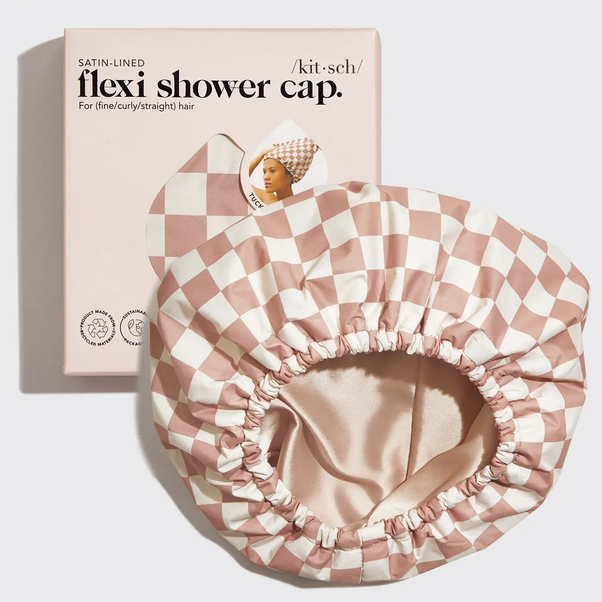 All Lengths Adjustable Satin Shower Cap — Reusable Waterproof for Long Short Hair, Blowout & Braids Protection